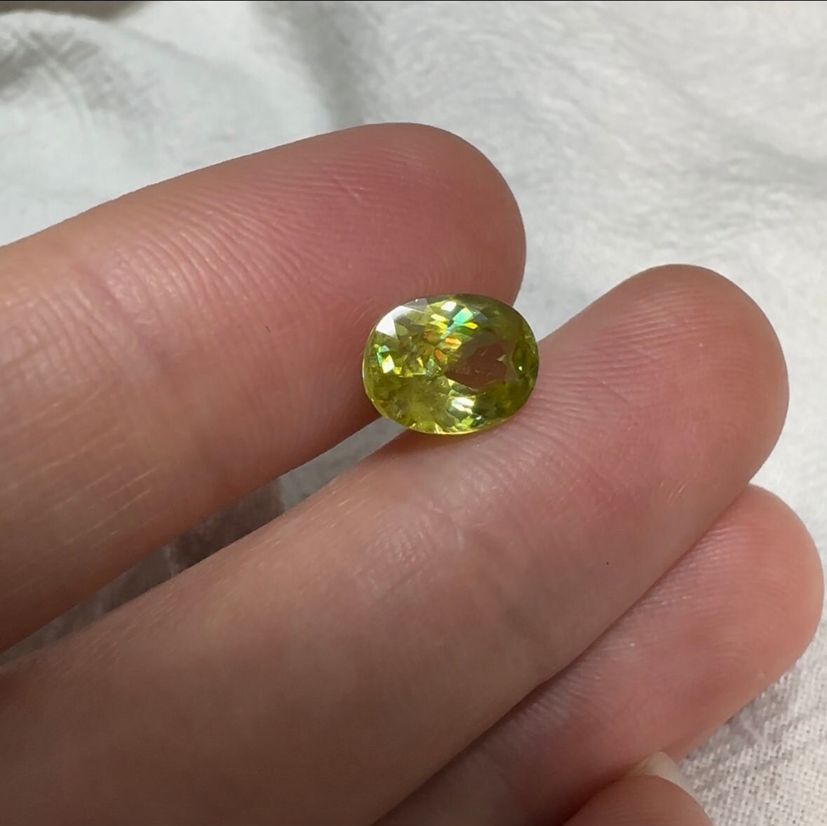 2 Carat Yellow Green Sphene 9x7mm Oval