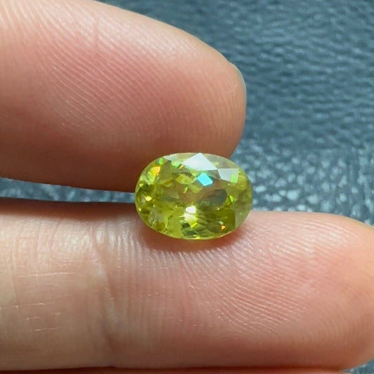 2 Carat Yellow Green Sphene 9x7mm Oval