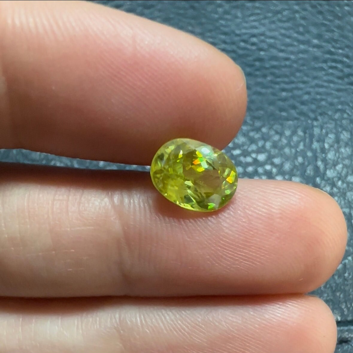 2 Carat Yellow Green Sphene 9x7mm Oval