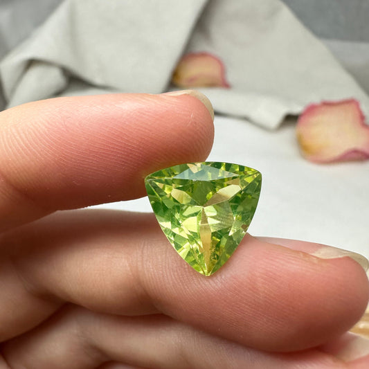 7.6 Carat Green Lab Spinel 13mm Trillion