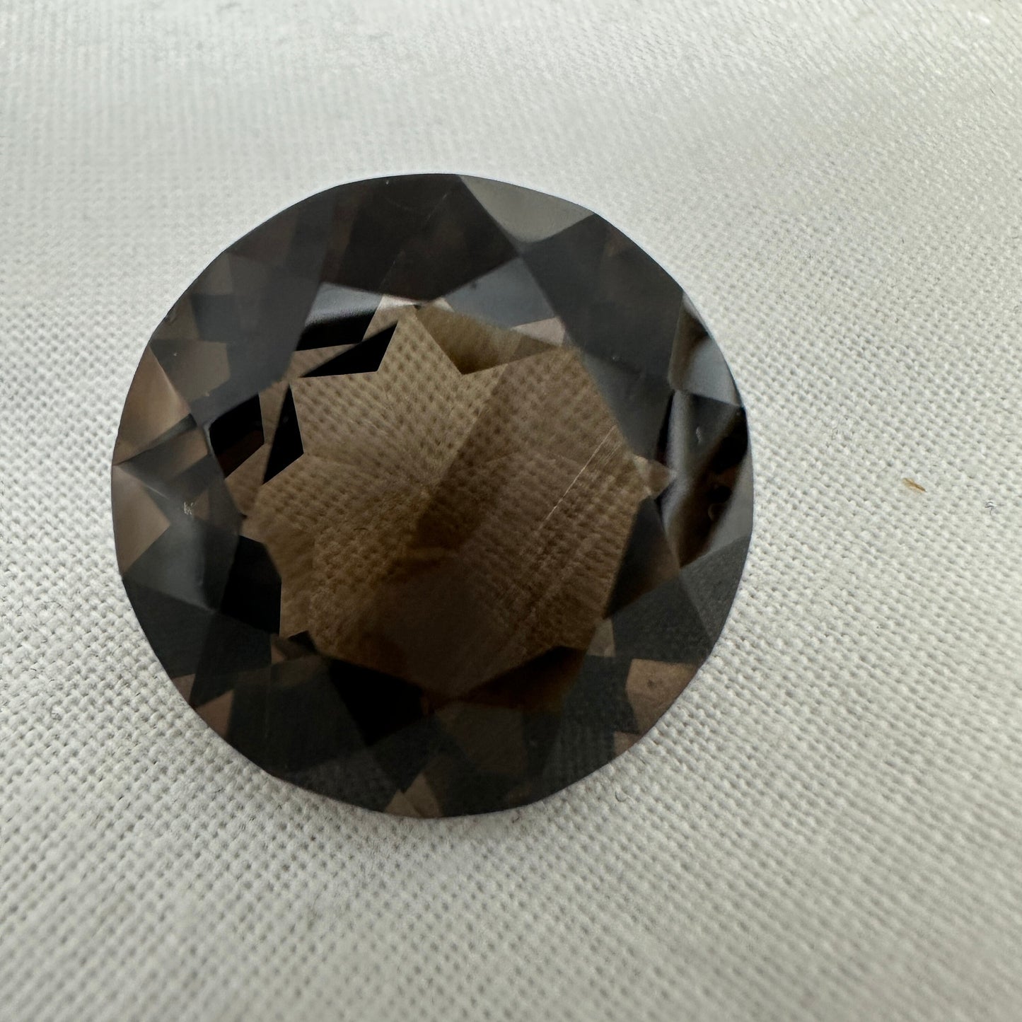 19.5mm Smoky Quartz 22.42 carat, Round, Brown Faceted Loose Gemstone, Recycled Gemstone