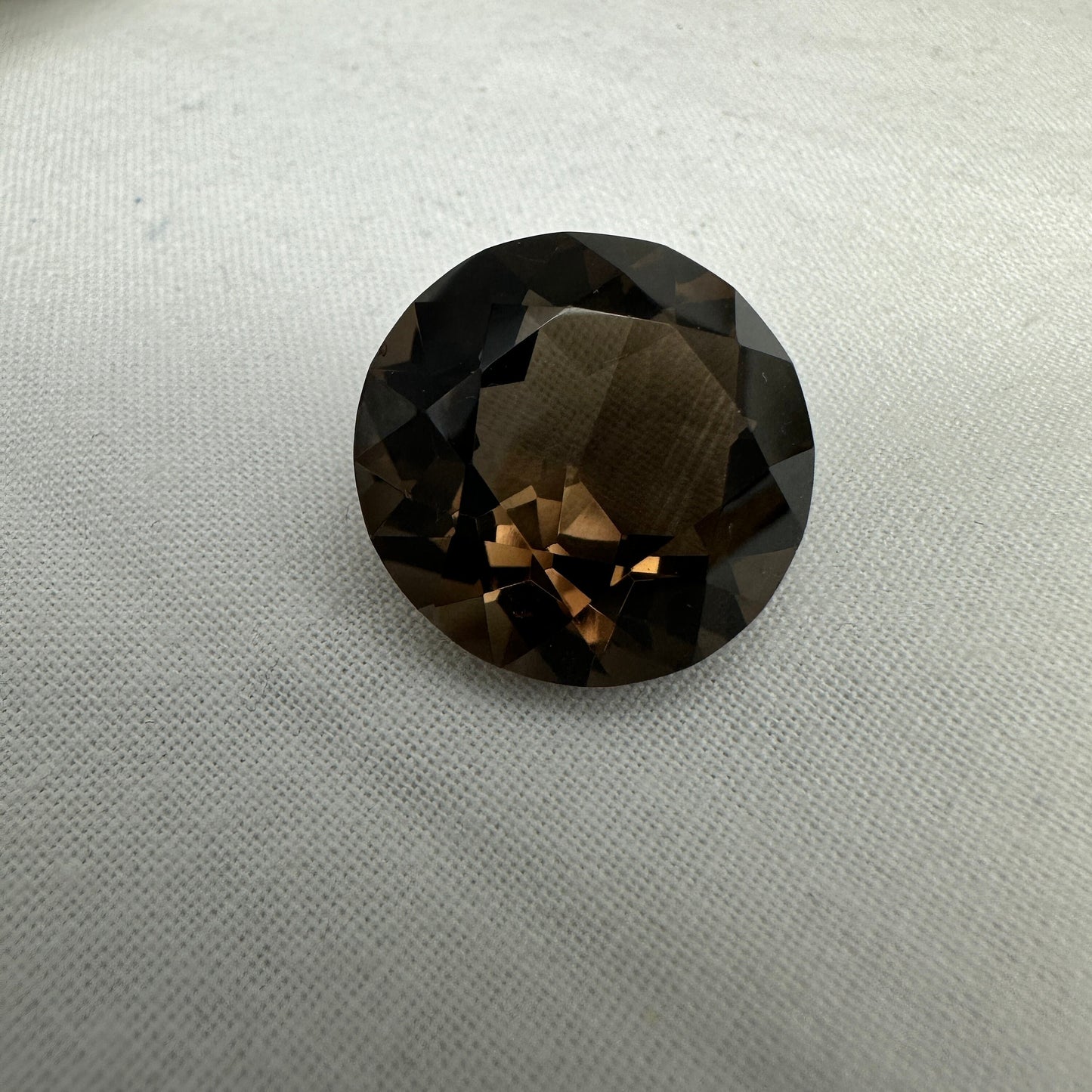 19.5mm Smoky Quartz 22.42 carat, Round, Brown Faceted Loose Gemstone, Recycled Gemstone