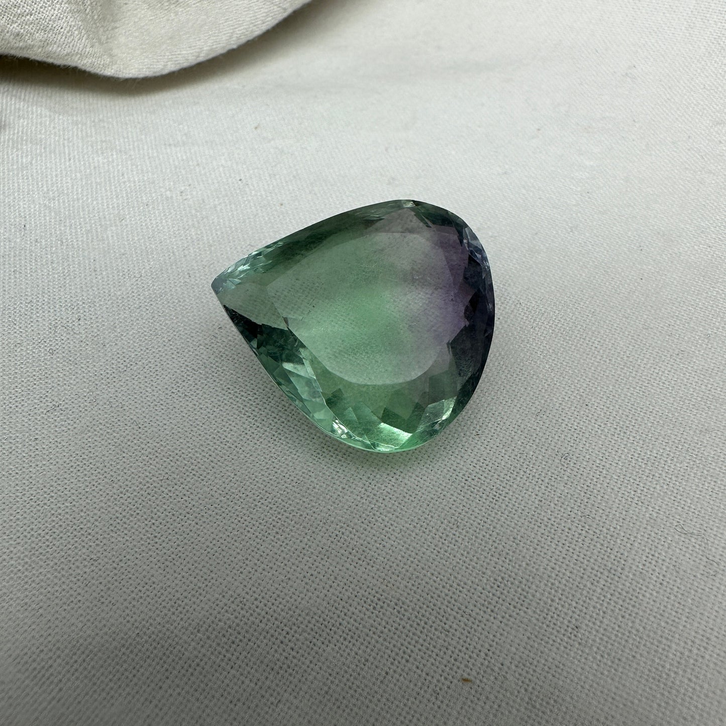 Purple & Green Fluorite 26x24mm Cut 50 Carat, Faceted Loose Bi-Color Fuorite