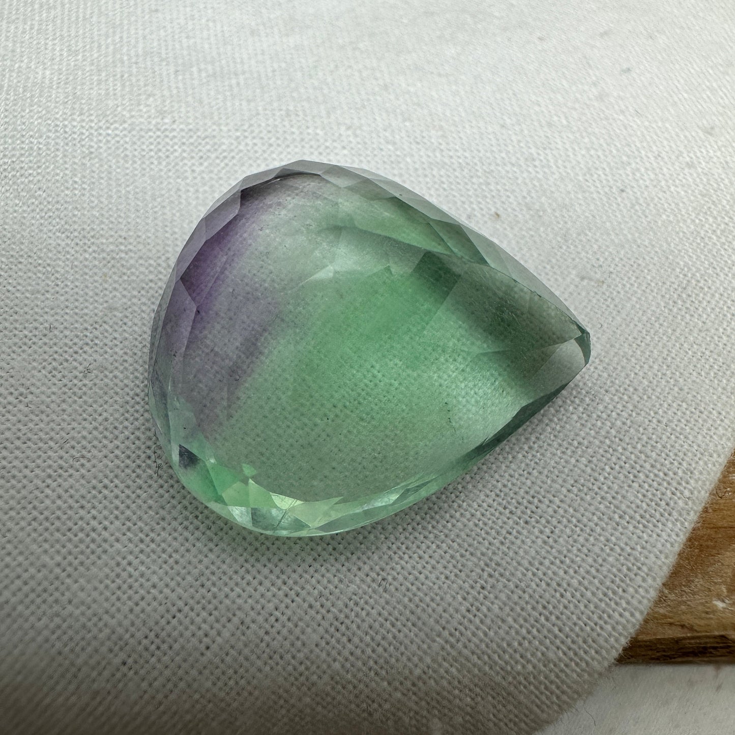 Purple & Green Fluorite 26x24mm Cut 50 Carat, Faceted Loose Bi-Color Fuorite