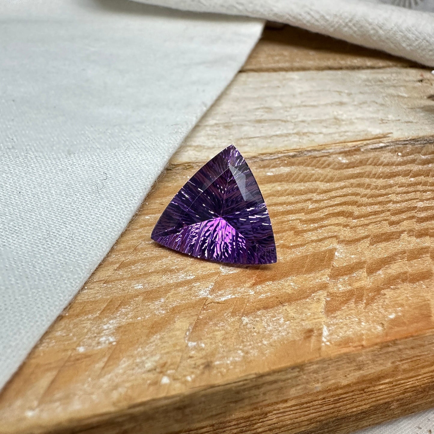 15mm Purple Amethyst 7.10 Carat Fancy Trillion Concave Cut Loose Faceted  February Birthstone Gem US Seller FlowingGems