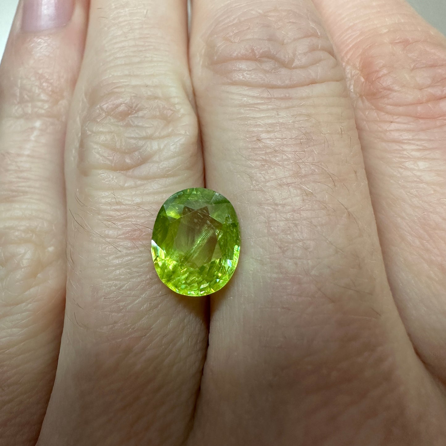10x8mm Yellow Green Sphene 2.87 Ct, Oval Cut, Natural Sphene, Faceted Loose Titanite with Fire