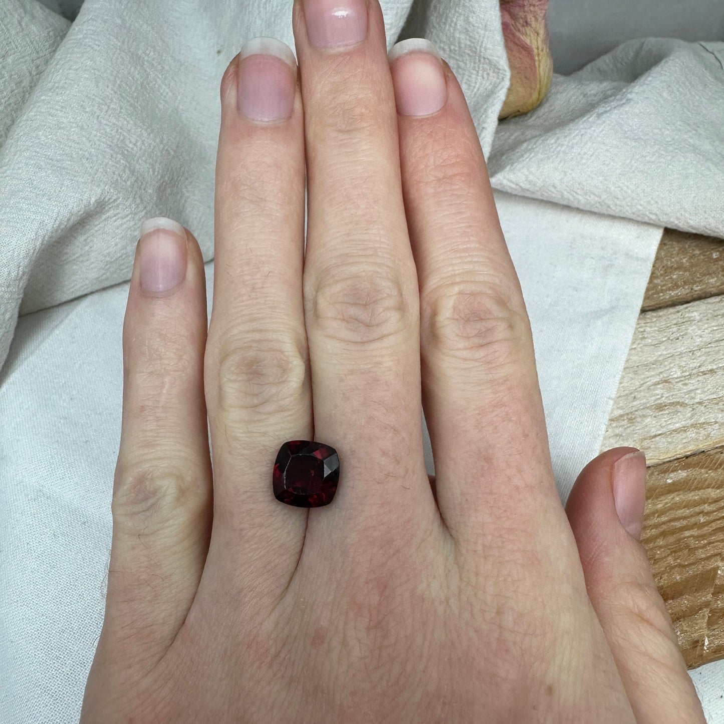 9mm Red Garnet 3.82 Carat, Cushion Cut Garnet, Faceted Loose, Pyrope
