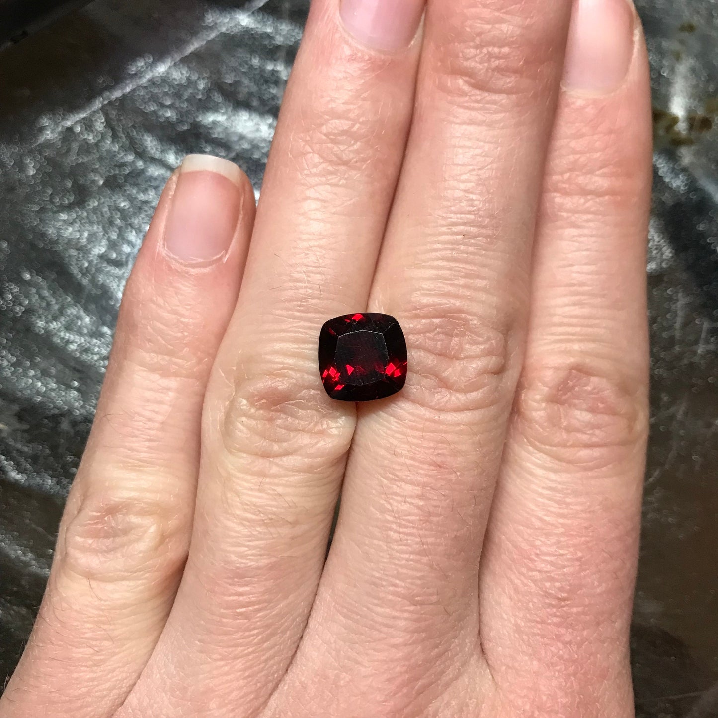 9mm Red Garnet 3.82 Carat, Cushion Cut Garnet, Faceted Loose, Pyrope