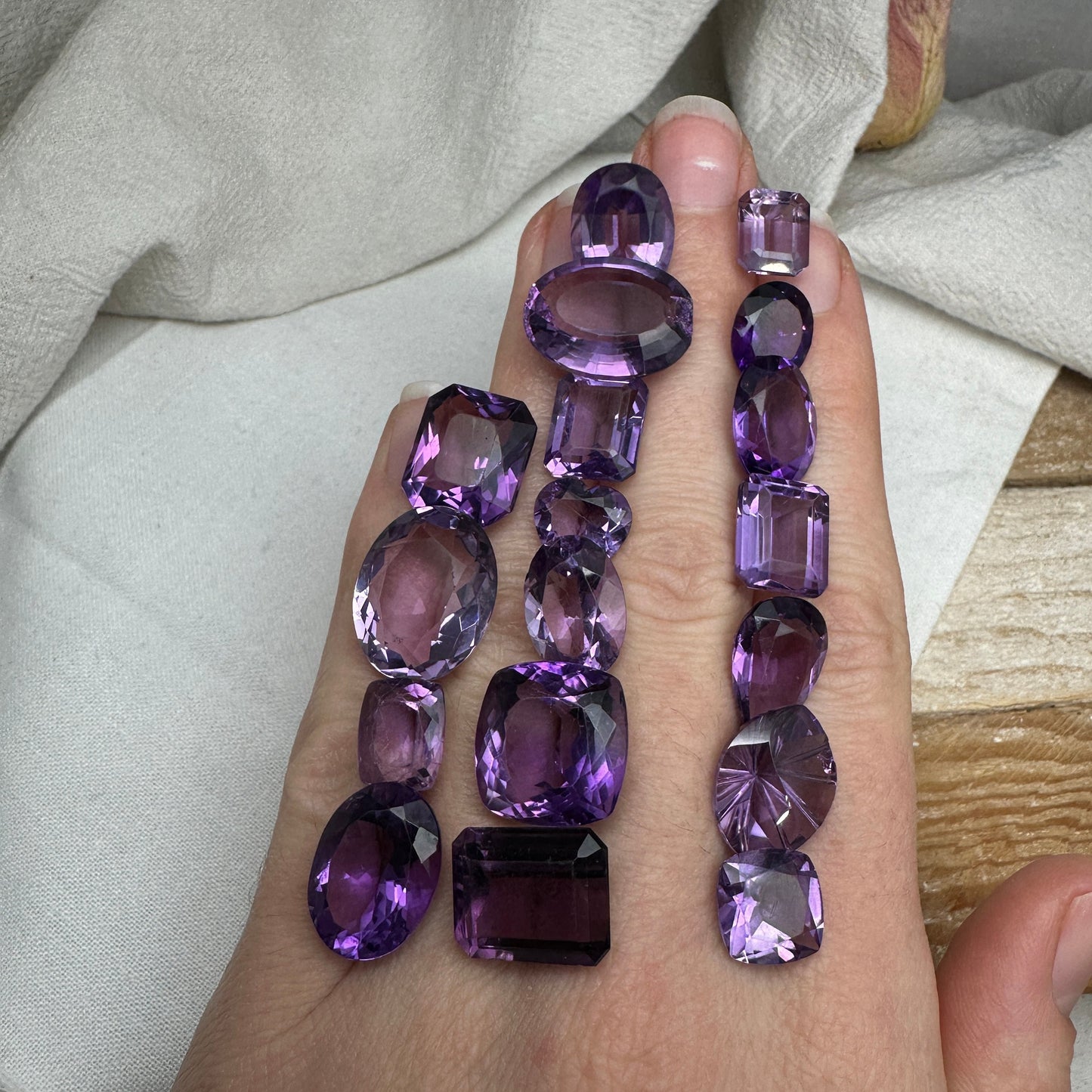 121 carat Lot of Amethyst, Discount Worn Amethyst, 18 pieces, Faceted, Recycled, Chipped, Preformed Facet Rough