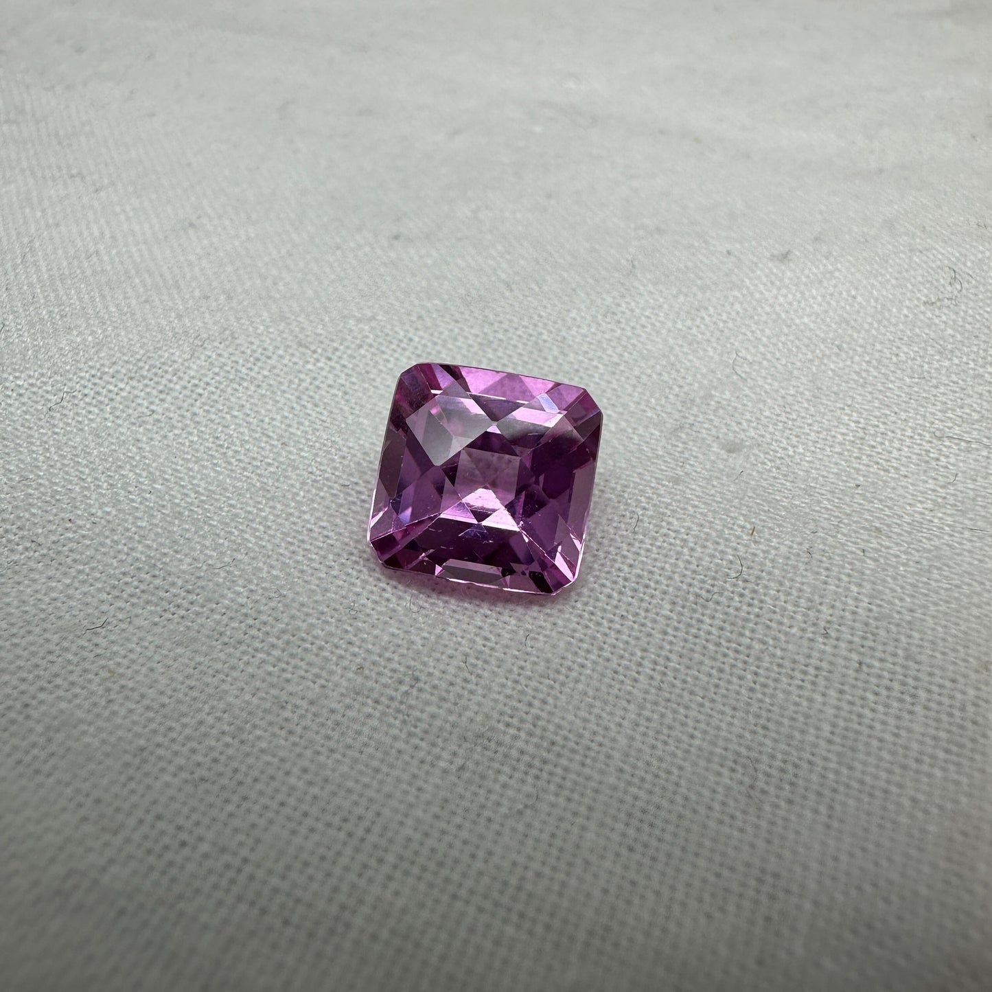 9mm Pink Lab Created Sapphire 5.09 Carat Checkerboard Square Cushion Cut