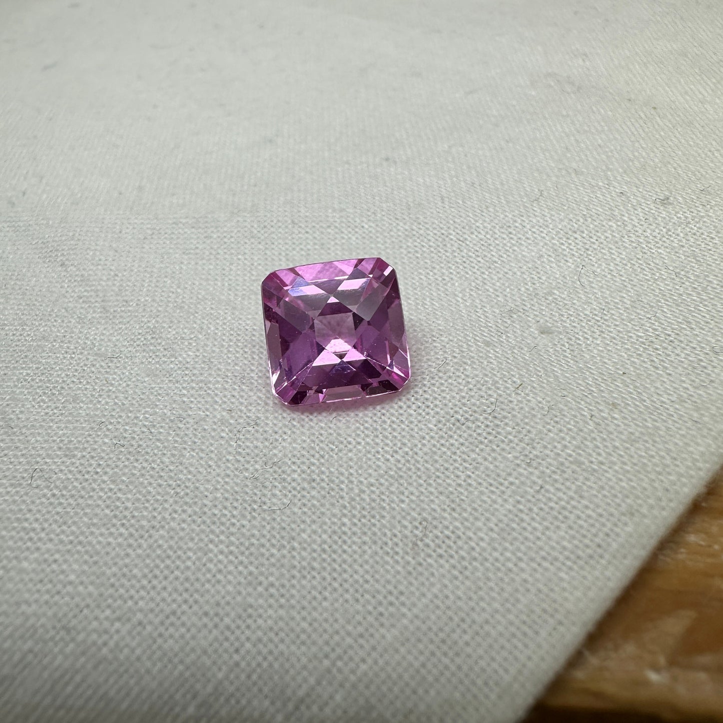9mm Pink Lab Created Sapphire 5.09 Carat Checkerboard Square Cushion Cut