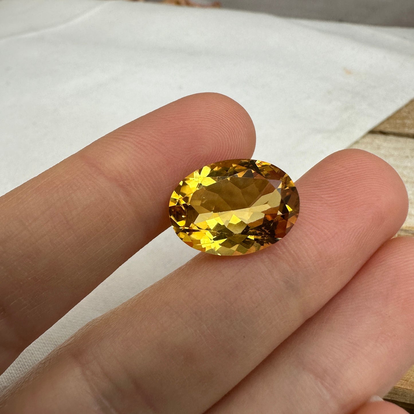 16x12mm Orange Citrine 8 carats Oval Cut, Faceted Loose Gemstone