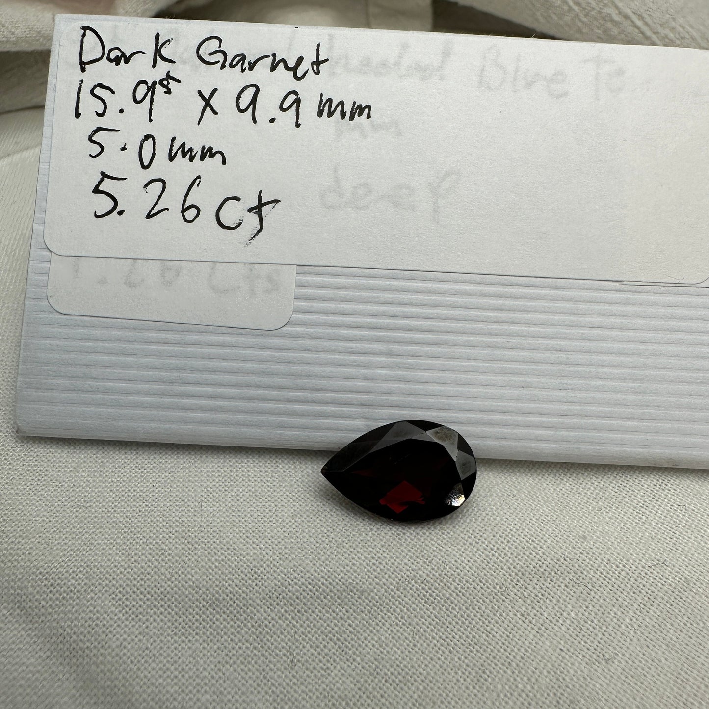 5.26 carat Dark Red Garnet, 16x10mm Pear cut, Deep Red Garnet, Faceted, Imperfect Garnet