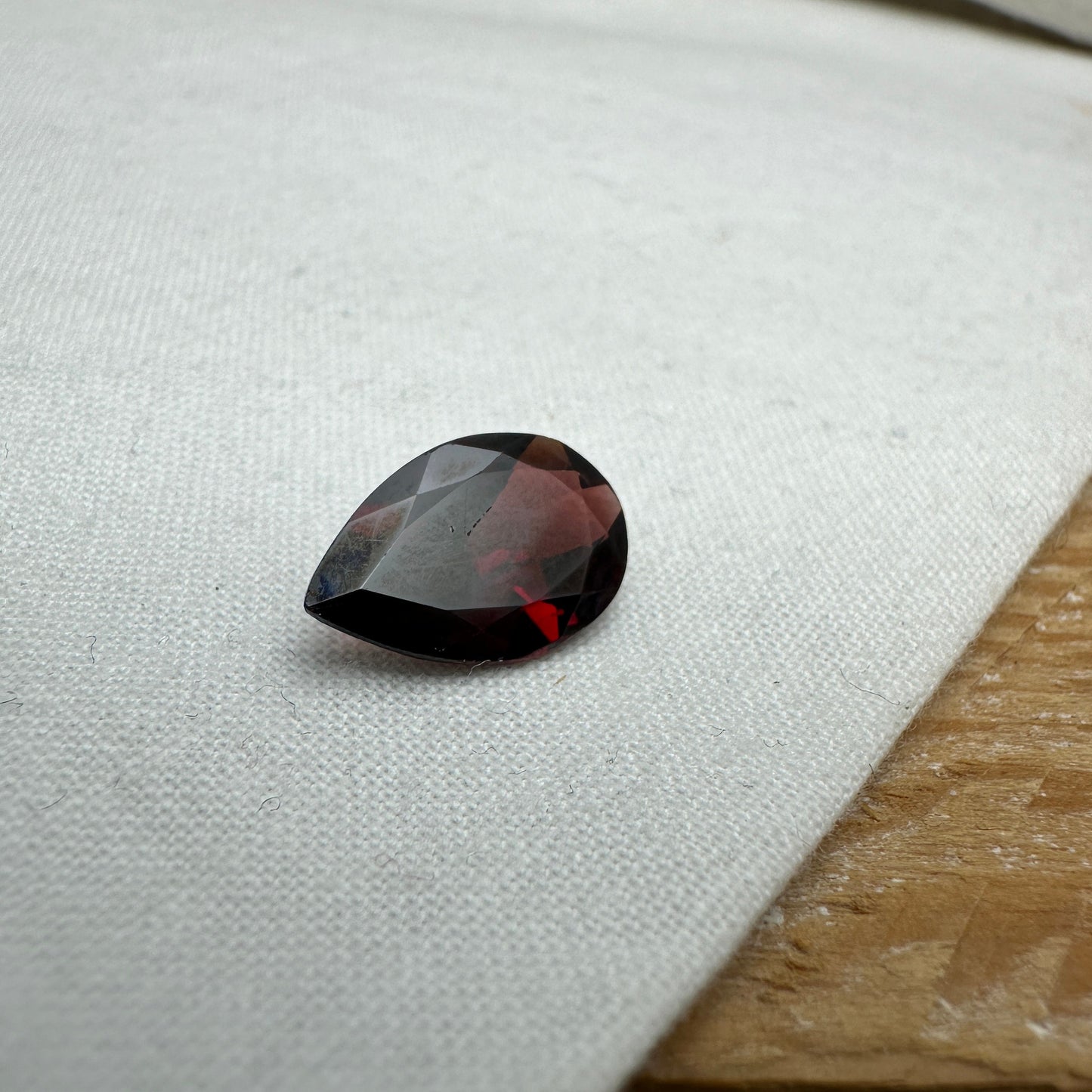5.26 carat Dark Red Garnet, 16x10mm Pear cut, Deep Red Garnet, Faceted, Imperfect Garnet