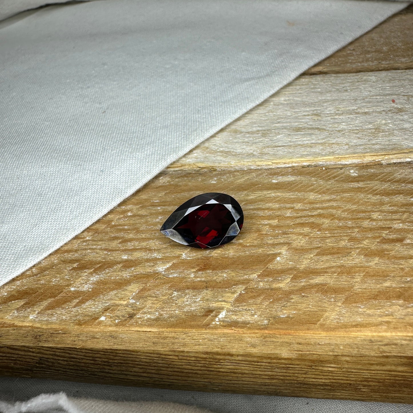 5.26 carat Dark Red Garnet, 16x10mm Pear cut, Deep Red Garnet, Faceted, Imperfect Garnet