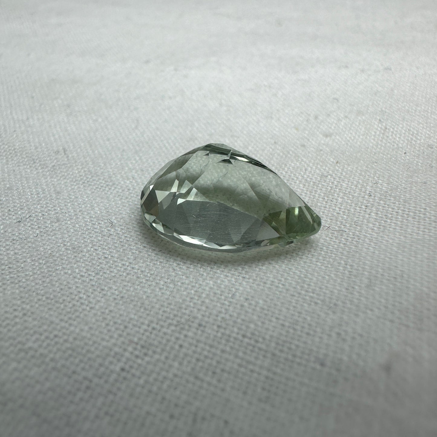 16x12mm Prasiolite (Light Green Quarts) 7.59 Carat, Pear Cut, Faceted Loose Green Gemstone, Sometimes called "Green Amethyst"
