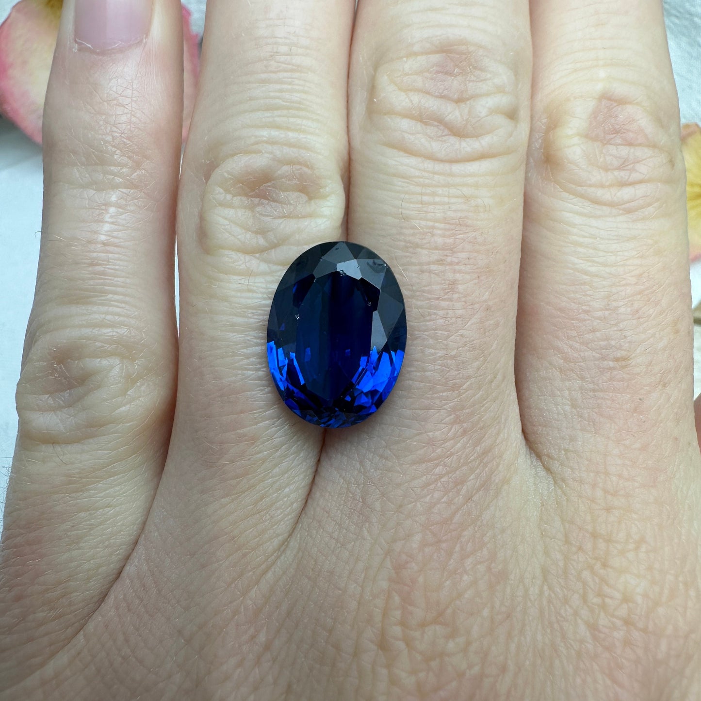 Lab Created Blue Spinel 9.40 Carat Man Made Spinel, 15.6x11.8mm Oval cut, Faceted Loose Synthetic Spinel