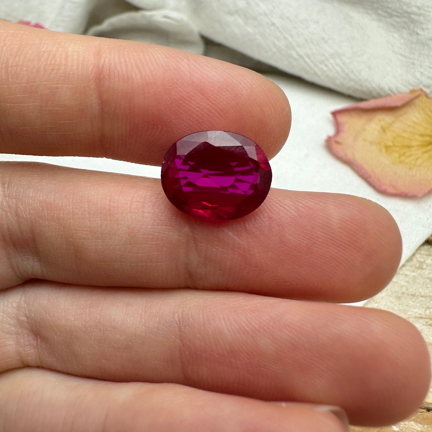 7.20 Carat Synthetic Ruby 12.5x10.2mm Oval Cut Loose Faceted Gemstone Red July Birthstone