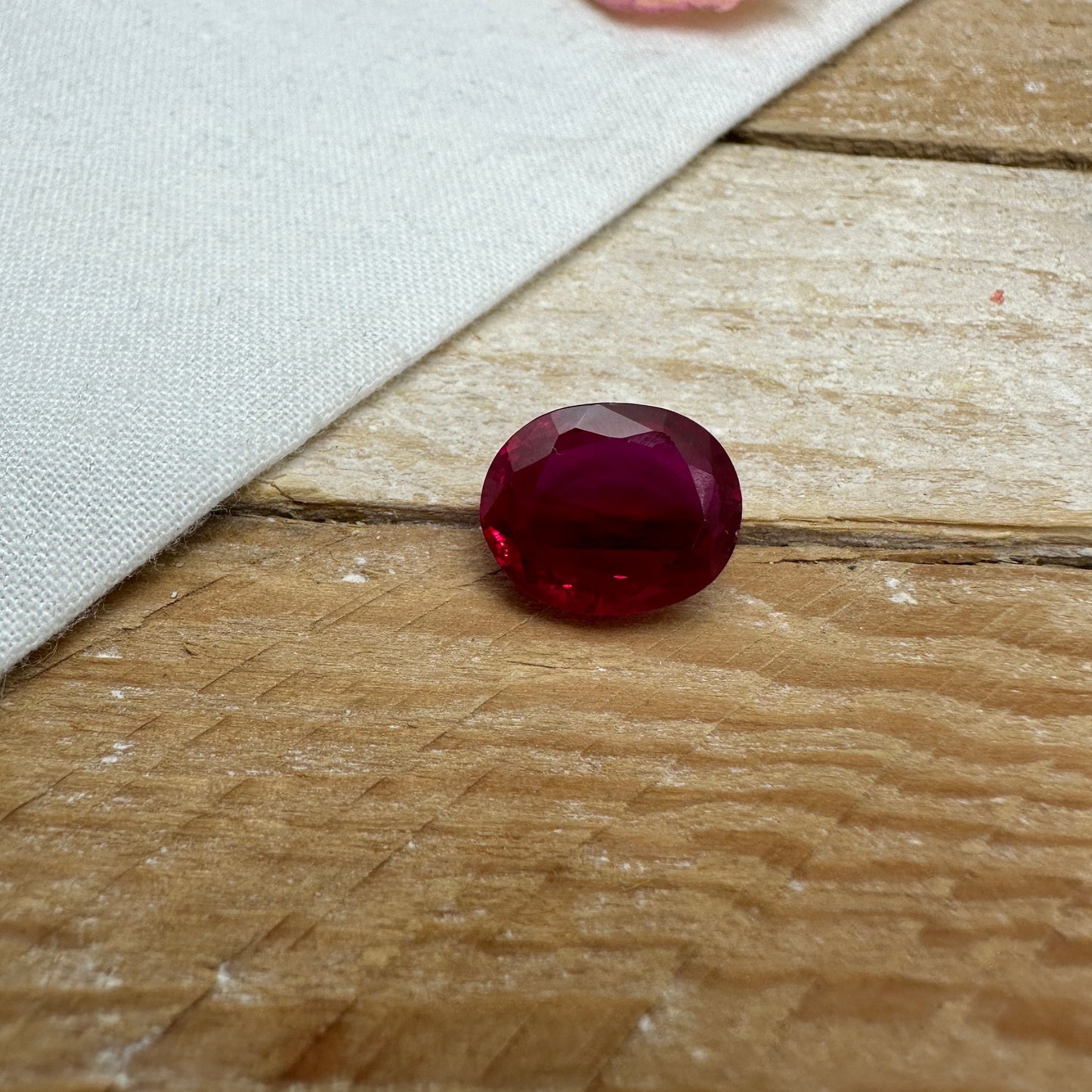 7.20 Carat Synthetic Ruby 12.5x10.2mm Oval Cut Loose Faceted Gemstone Red July Birthstone