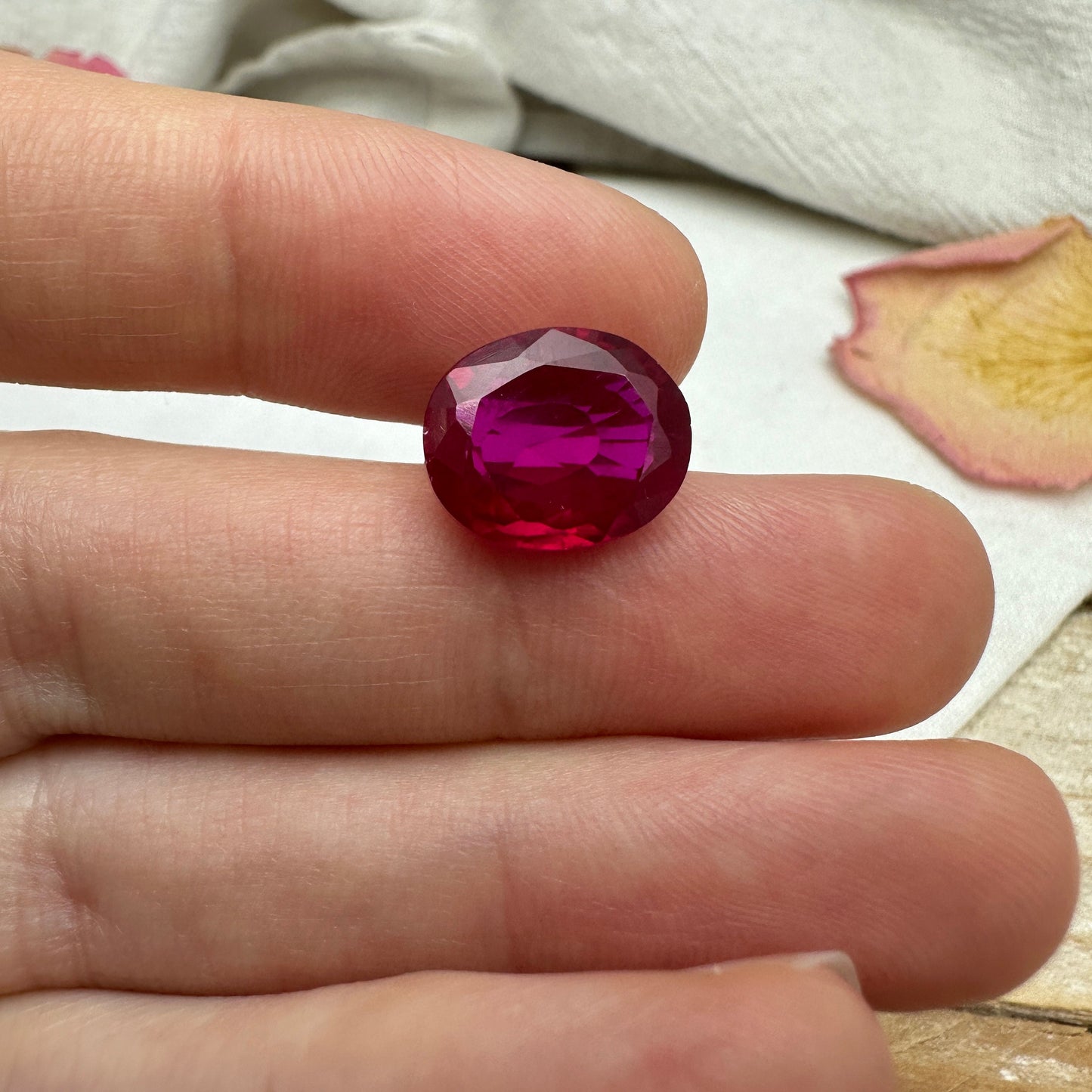 7.20 Carat Synthetic Ruby 12.5x10.2mm Oval Cut Loose Faceted Gemstone Red July Birthstone