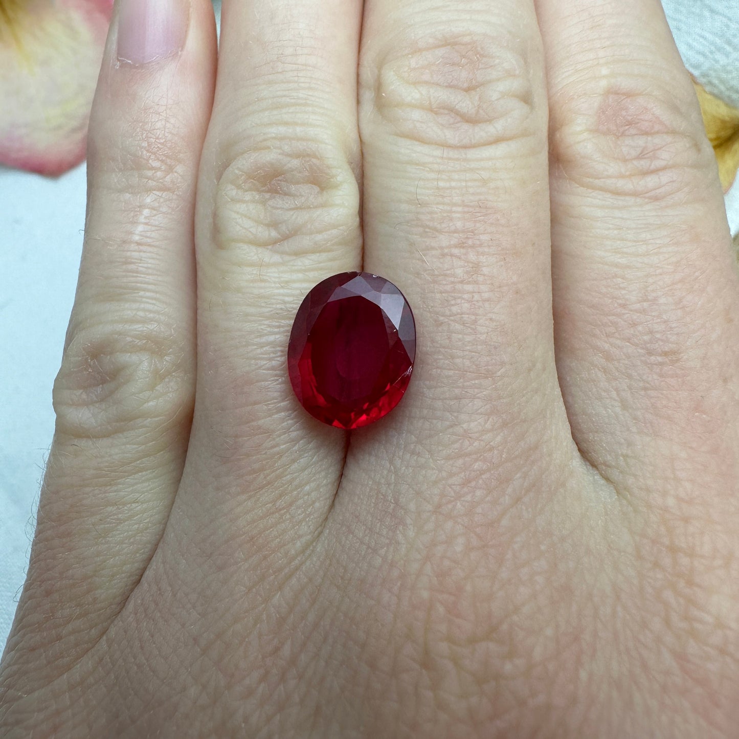 7.20 Carat Synthetic Ruby 12.5x10.2mm Oval Cut Loose Faceted Gemstone Red July Birthstone