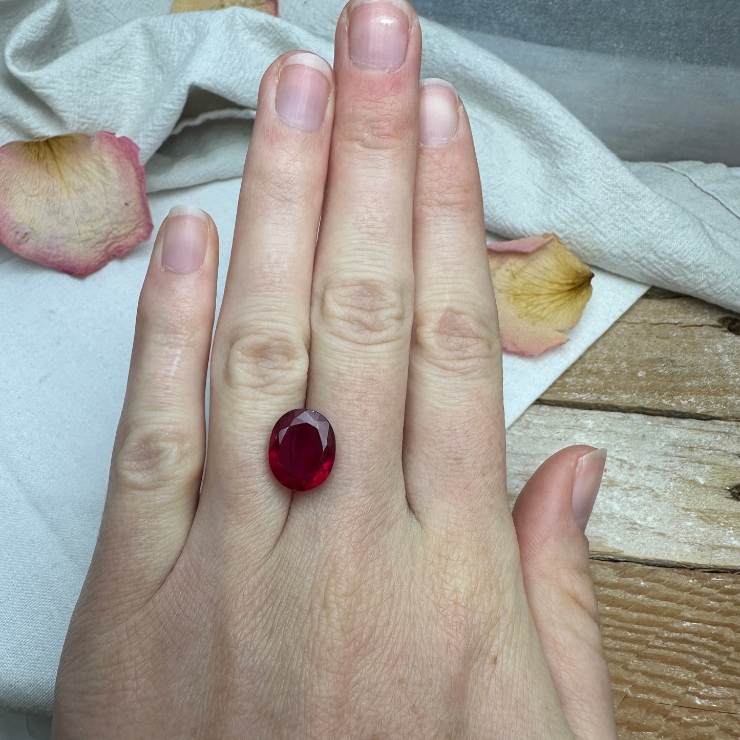 7.20 Carat Synthetic Ruby 12.5x10.2mm Oval Cut Loose Faceted Gemstone Red July Birthstone