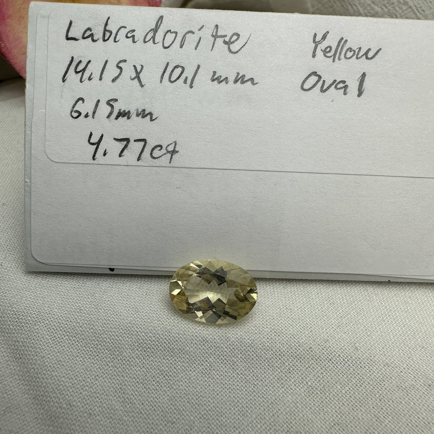 14x10mm Yellow Labradorite, Oval Cut Pale Sunstone, 4.77 Carat Loose Faceted Gemstone