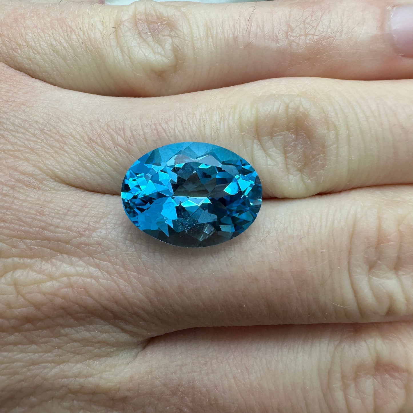 16x12mm Blue Topaz Oval Cut 10.90 Carat, Reclaimed Gems, December Birthstone