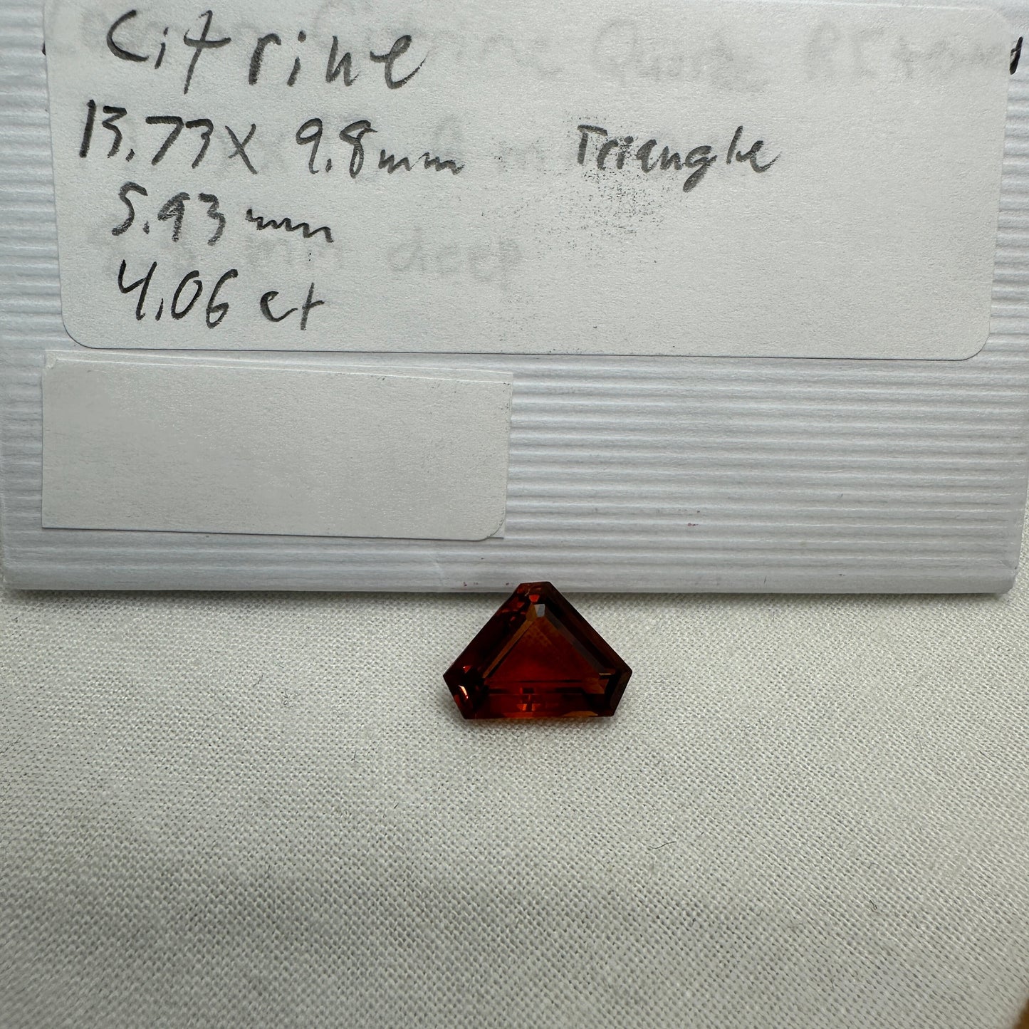 Red Orange Citrine 13.7x9.8mm 4 Carats, Fat Triangle
