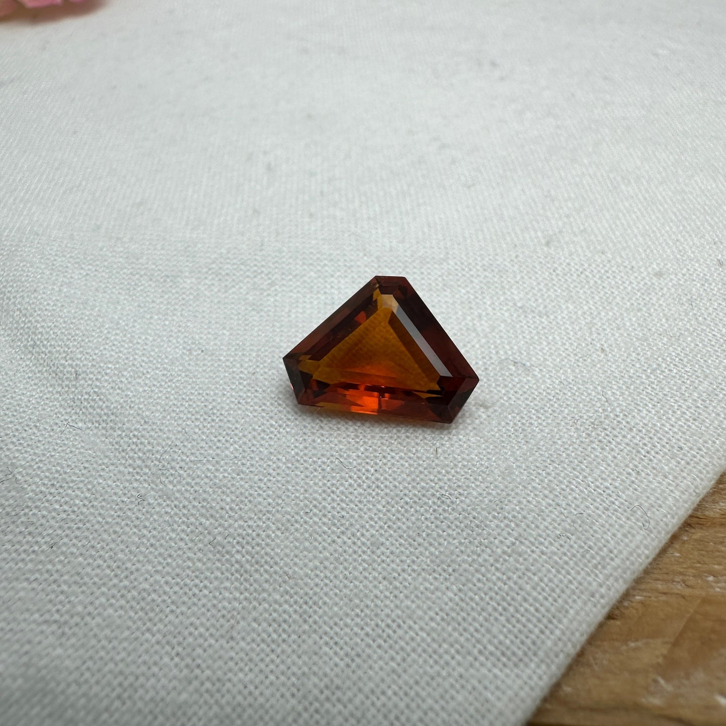 Red Orange Citrine 13.7x9.8mm 4 Carats, Fat Triangle