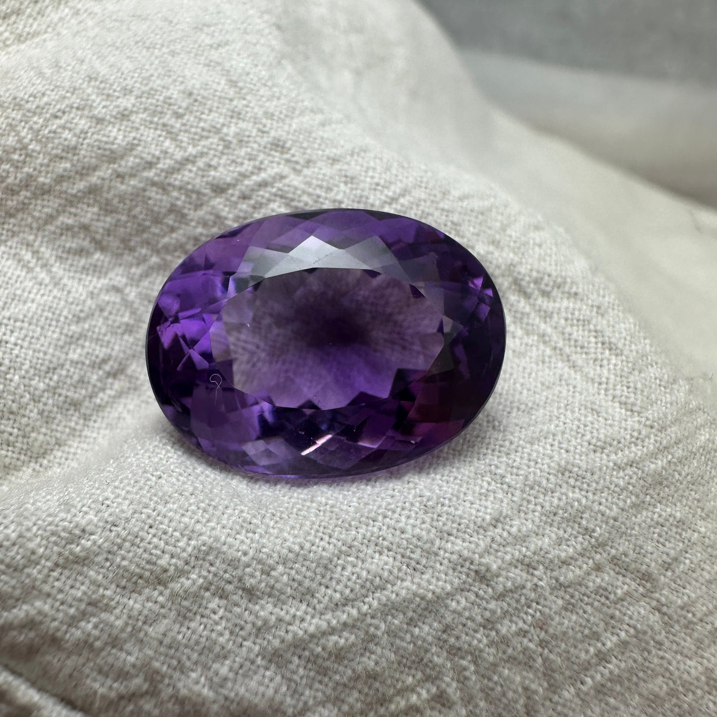 19 Carat Purple Amethyst 20x15mm Oval, Nice Cut Loose Gem Reclaimed/Recycled Gemstone, Large Faceted February Birthstone