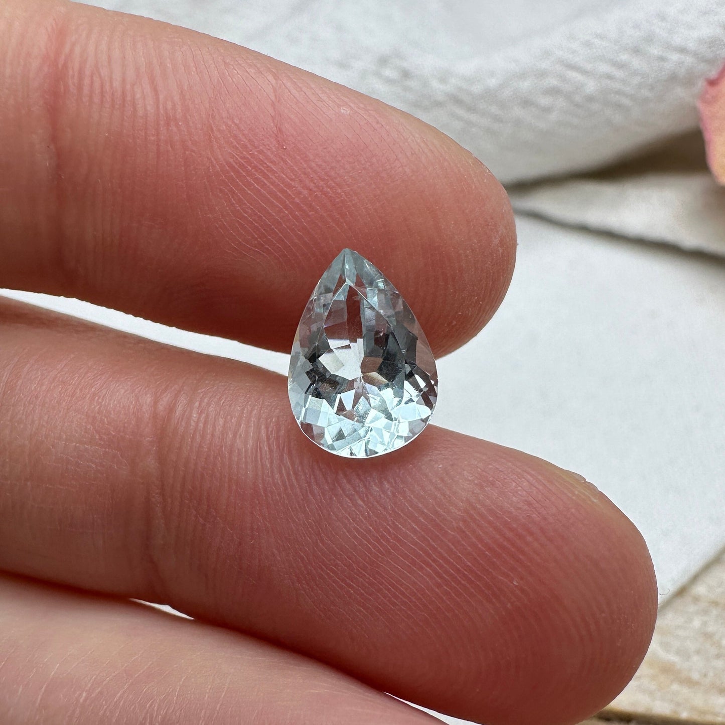 Light Aquamarine 1.70 Carat 10x7mm Pear Cut, Faceted Loose Natural Gemstone