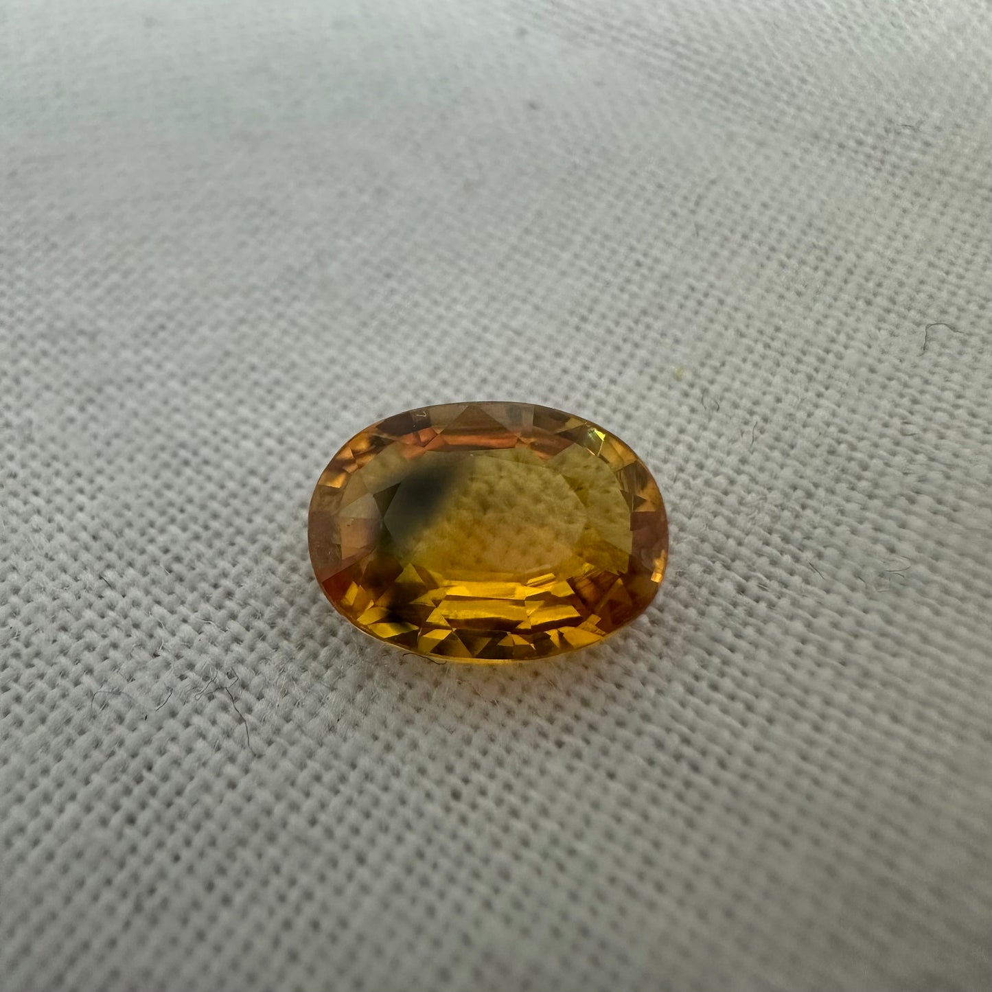 1.7 Carat Sapphire 8.4x6.25mm Oval Cut, Heat Treated, Yellow Orange, Faceted Loose Australian Sapphire