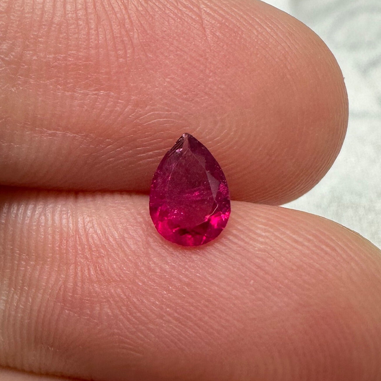 0.32 Carat Red Beryl 6.3x4.35mm Pear Cut, Rare Natural Utah Red Beryl