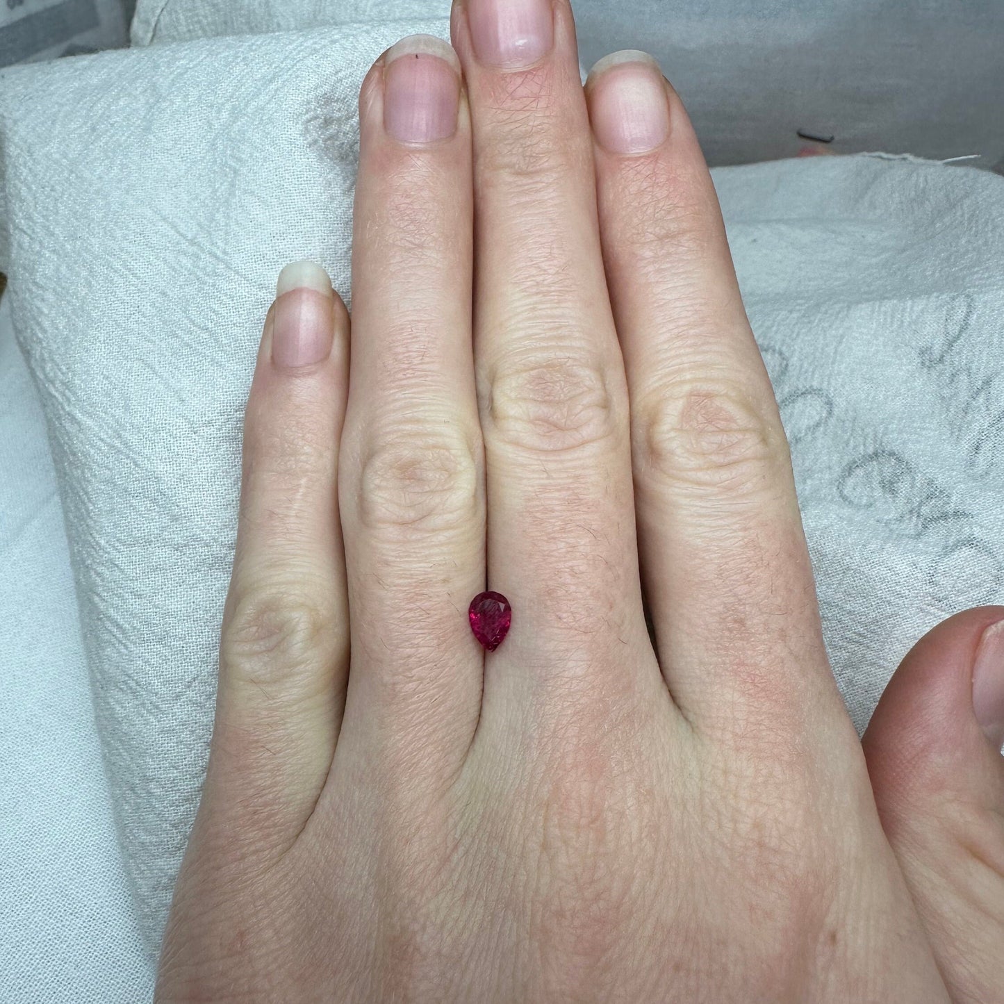 0.32 Carat Red Beryl 6.3x4.35mm Pear Cut, Rare Natural Utah Red Beryl