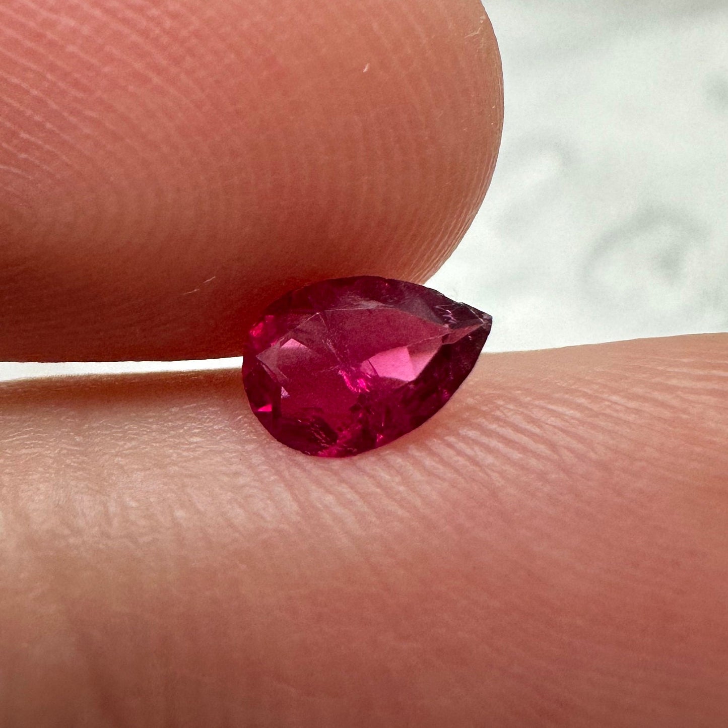 0.32 Carat Red Beryl 6.3x4.35mm Pear Cut, Rare Natural Utah Red Beryl