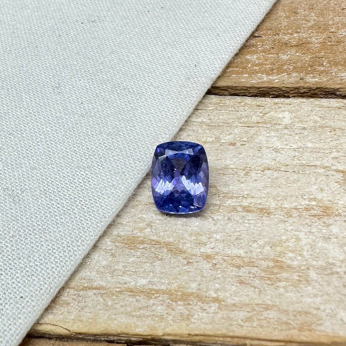 2 Carat Tanzanite 9x7mm Cushion Cut, Bluish Violet