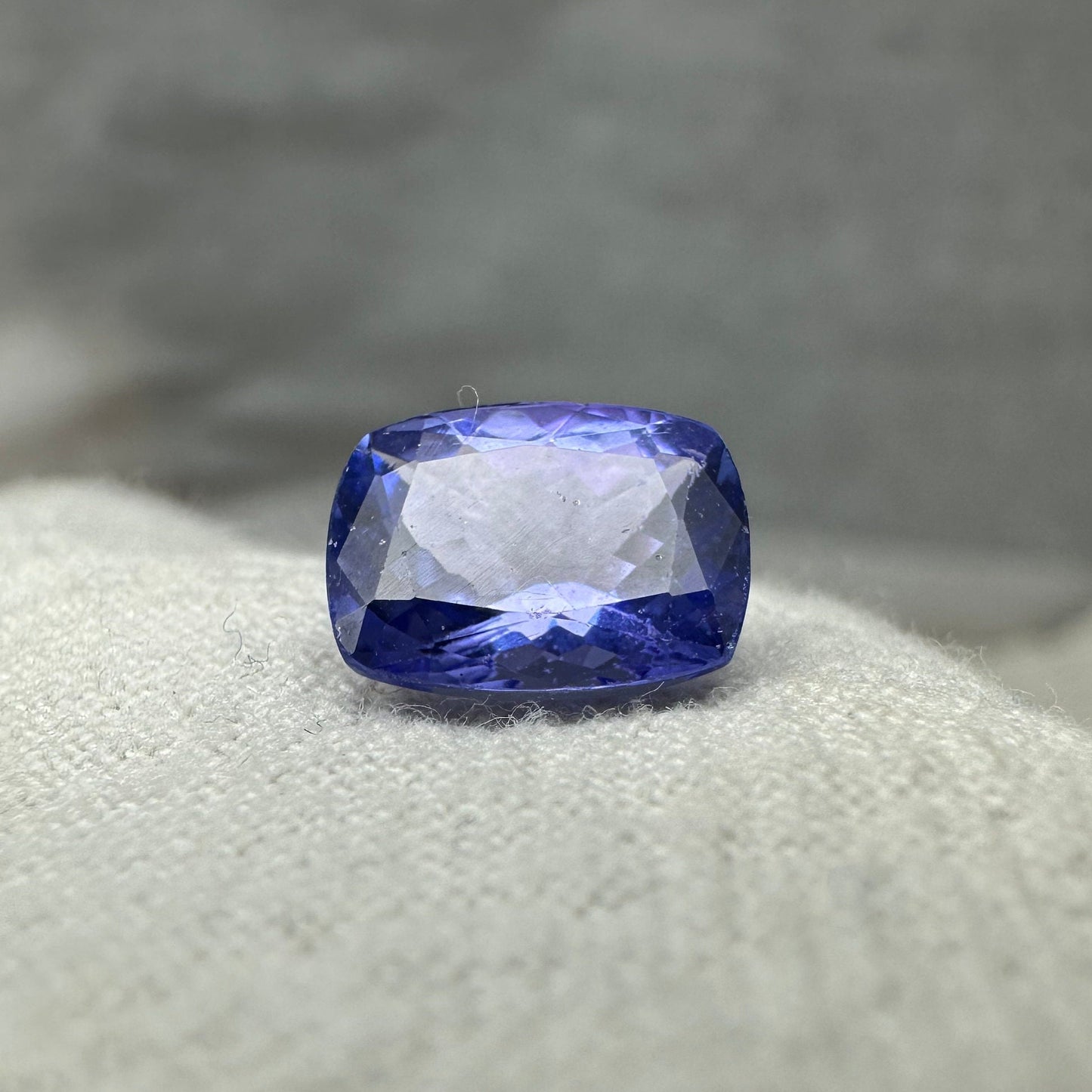 2 Carat Tanzanite 9x7mm Cushion Cut, Bluish Violet