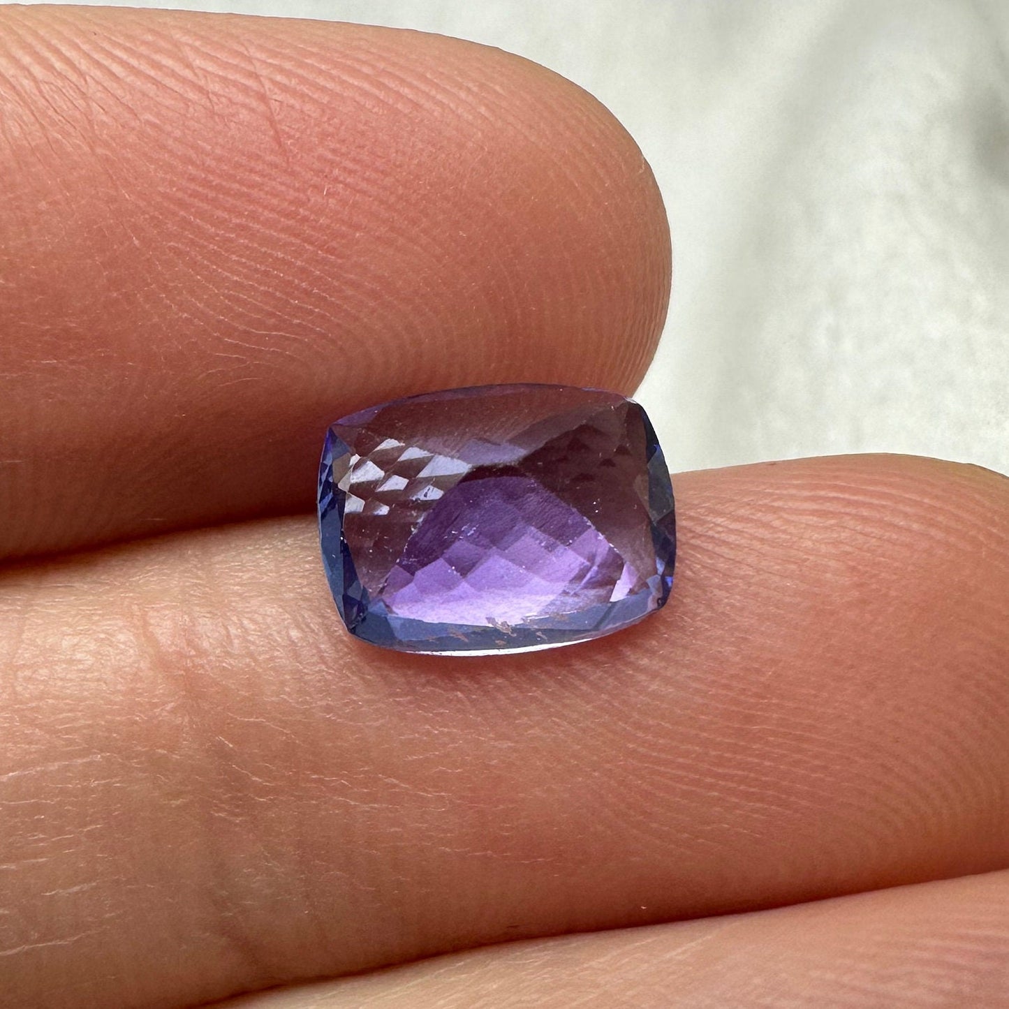 2 Carat Tanzanite 9x7mm Cushion Cut, Bluish Violet