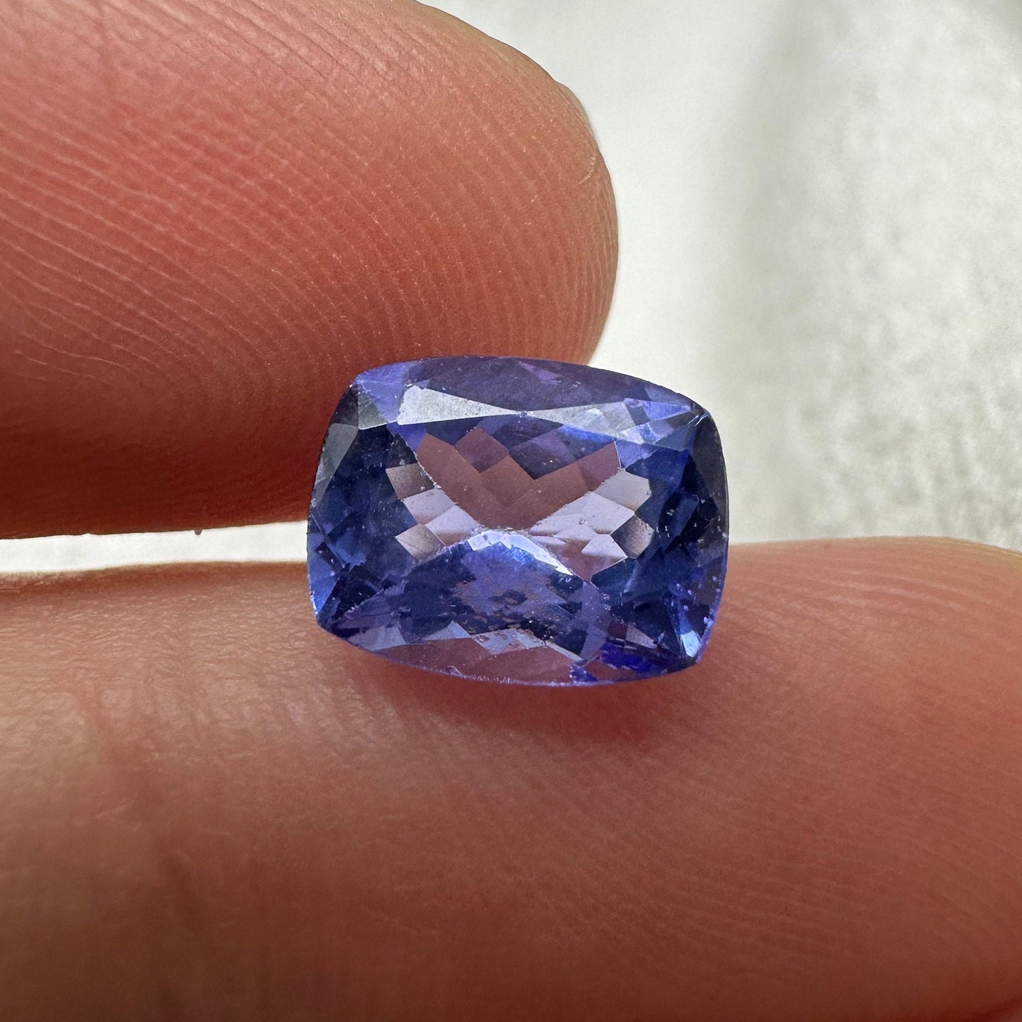 2 Carat Tanzanite 9x7mm Cushion Cut, Bluish Violet