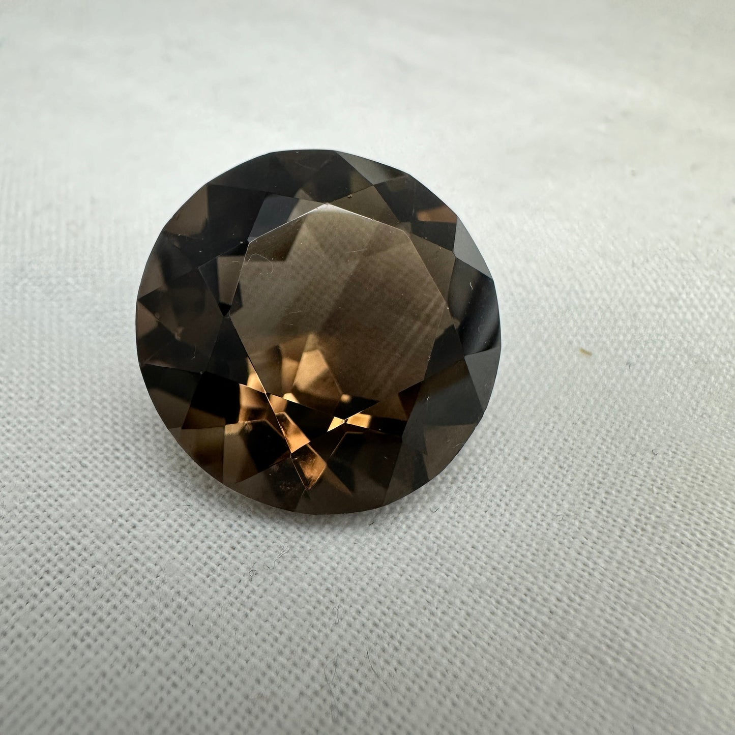 19.5mm Smoky Quartz 22.42 carat, Round, Brown Faceted Loose Gemstone, Recycled Gemstone