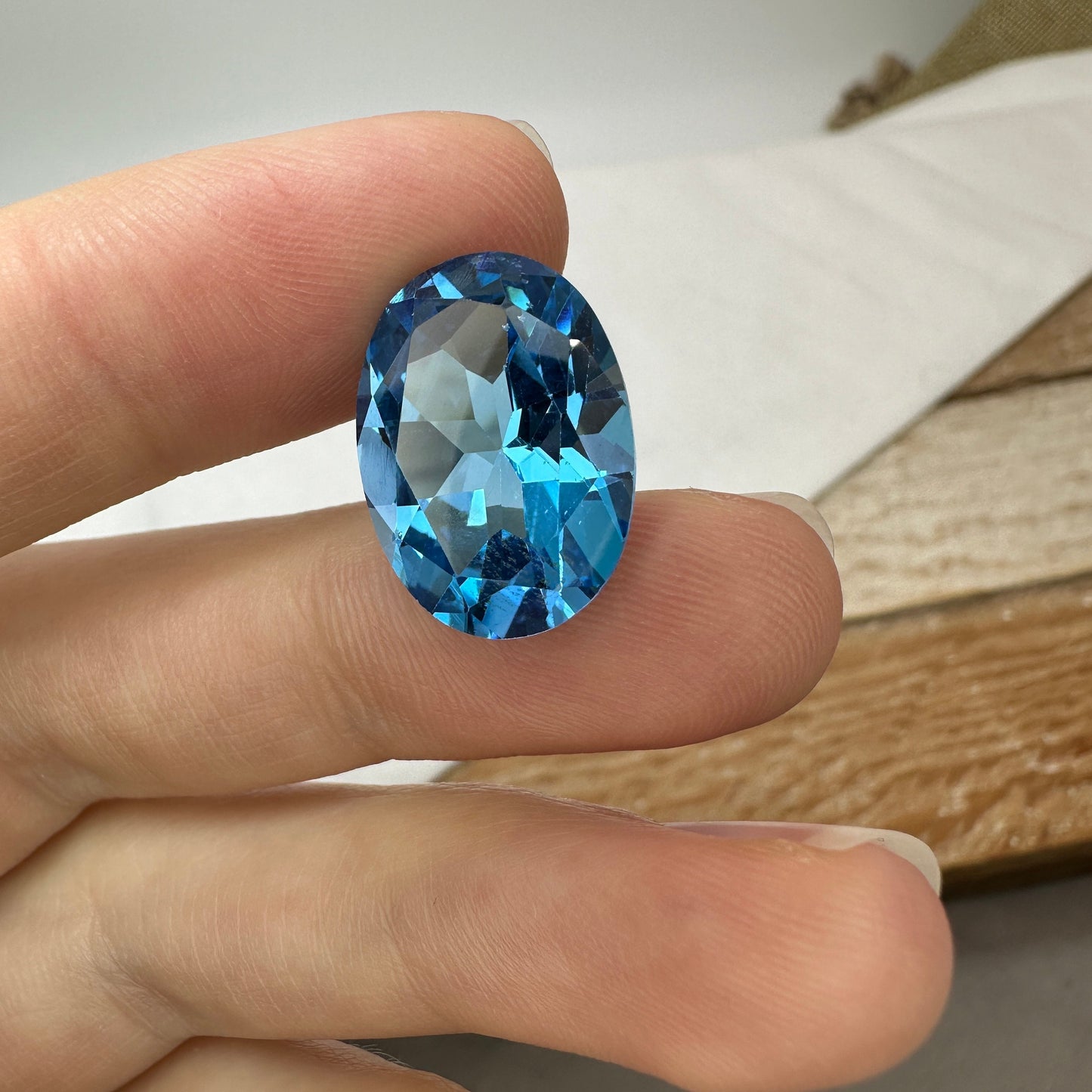 18x13mm Blue Topaz 15.16 carat, Oval Cut Gem, Loose Reclaimed/Recycled Gemstone
