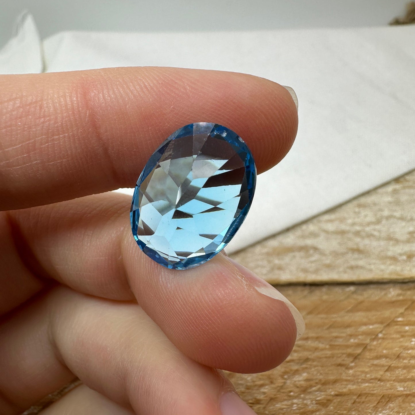 18x13mm Blue Topaz 15.16 carat, Oval Cut Gem, Loose Reclaimed/Recycled Gemstone