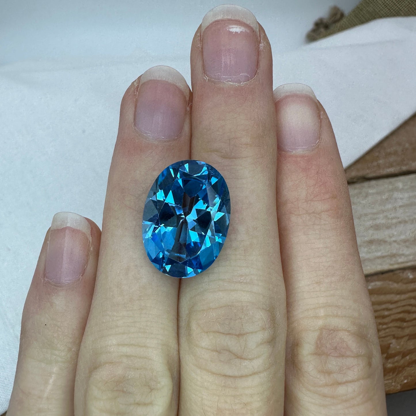 18x13mm Blue Topaz 15.16 carat, Oval Cut Gem, Loose Reclaimed/Recycled Gemstone