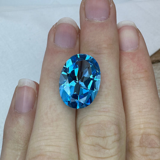 18x13mm Blue Topaz 15.16 carat, Oval Cut Gem, Loose Reclaimed/Recycled Gemstone