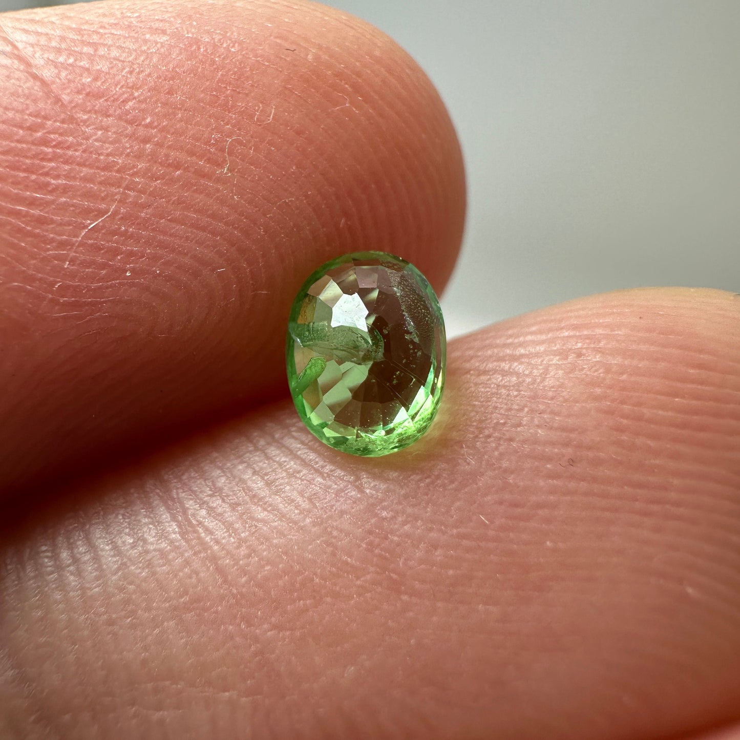 0.72 Carat Mint Green Tsavorite Garnet 5.7x4.3mm Oval Cut, Faceted Loose Gemstone