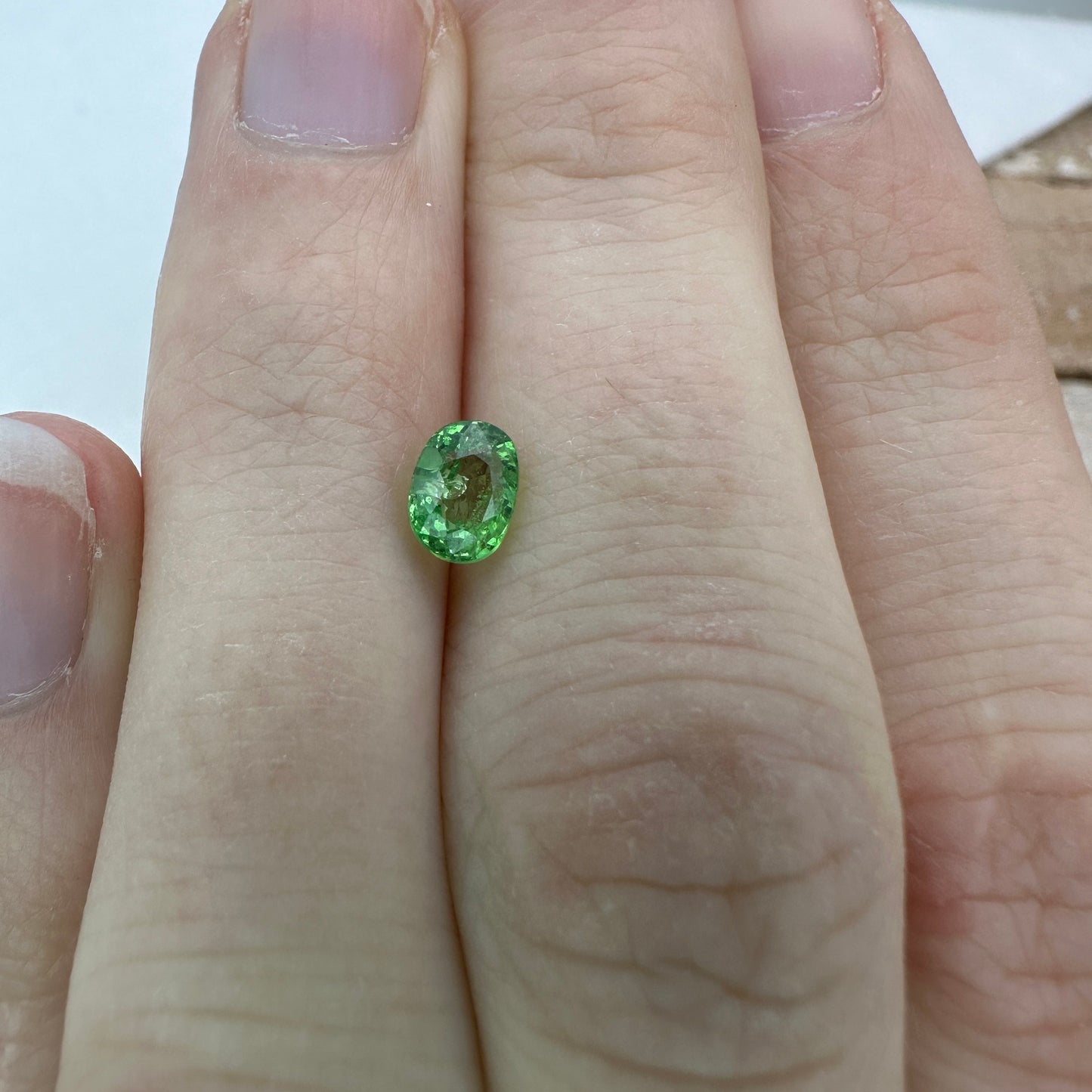 0.72 Carat Mint Green Tsavorite Garnet 5.7x4.3mm Oval Cut, Faceted Loose Gemstone