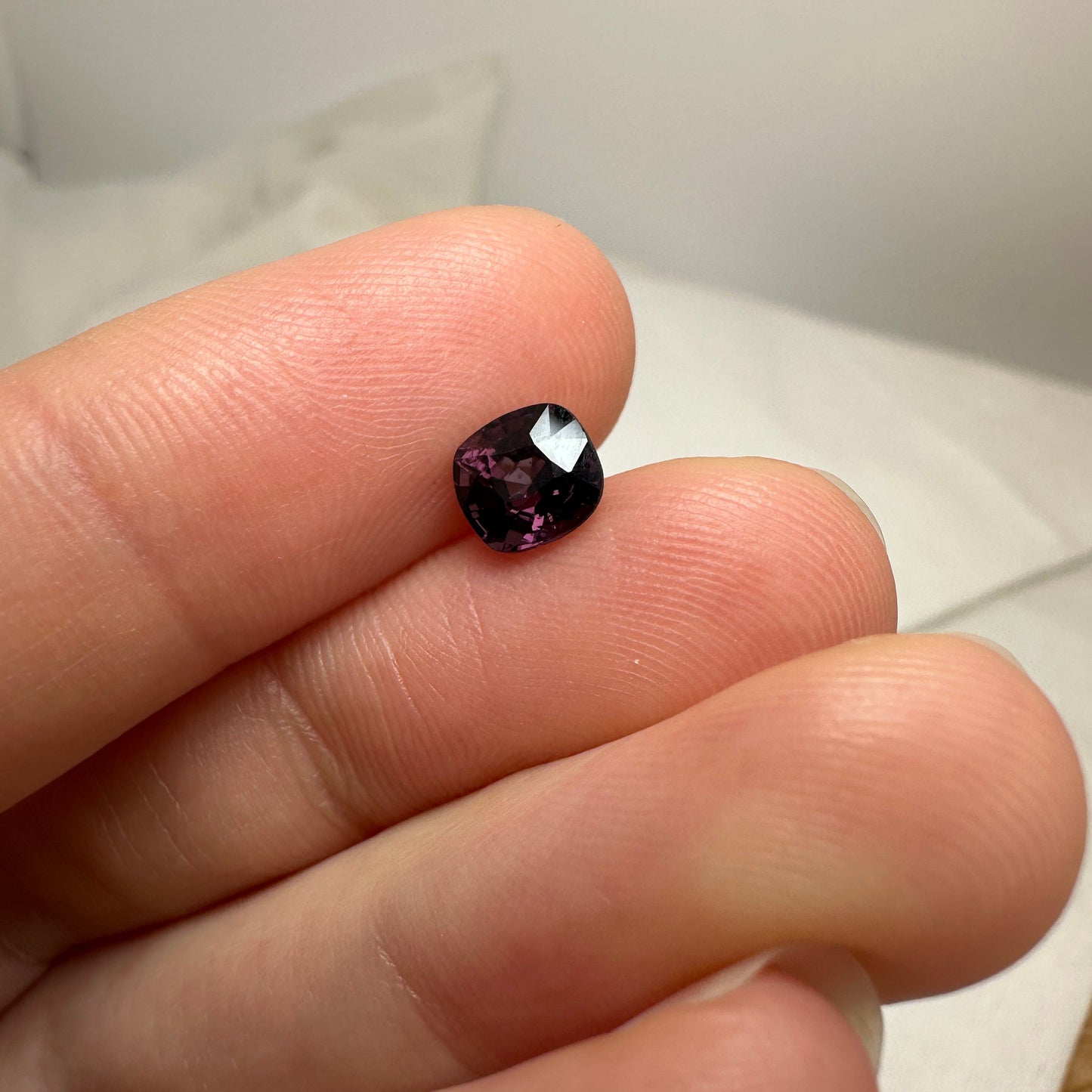 1.10 Ct Natural Purple Spinel 6x5.5mm Cushion Cut, Faceted Loose Gemstone, Dark Purple Stone, Flowing Gems