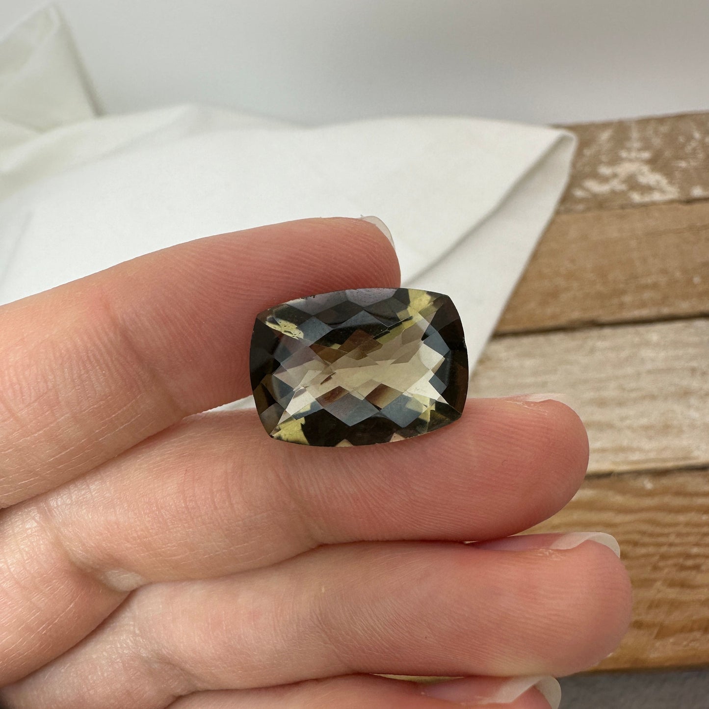 18x13mm Smoky quartz 11.50 carat Rectangle Cushion Checkerboard, Faceted Loose Gemstone