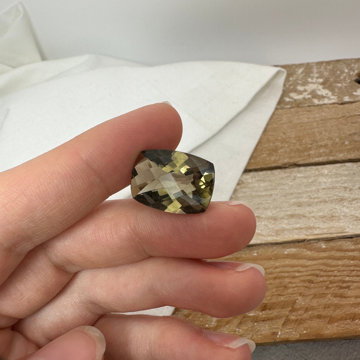 18x13mm Smoky quartz 11.50 carat Rectangle Cushion Checkerboard, Faceted Loose Gemstone